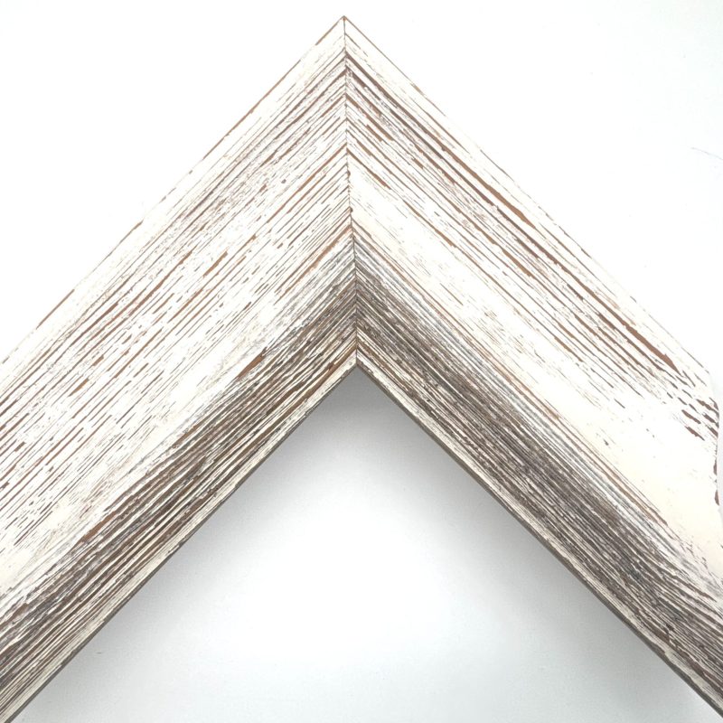 Cornice da tela  graffiata shabby bianco-marrone  art. 006FB623